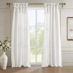 Madison Park Emilia Faux Silk Single Curtain with Privacy Lining, DIY Twist Tab Top, Window Drape for Living Room, Bedroom and Dorm, 50x108, White