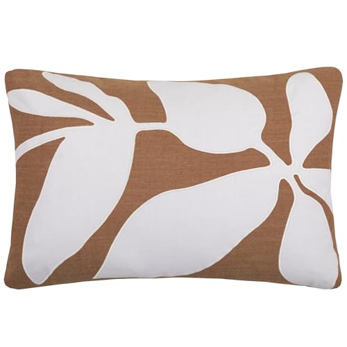 Voyage Maison Aspin Cushion Cover – 100% Cotton Abstract Leaf Appliqué Decorative Case (Cinnamon - 40x60cm)
