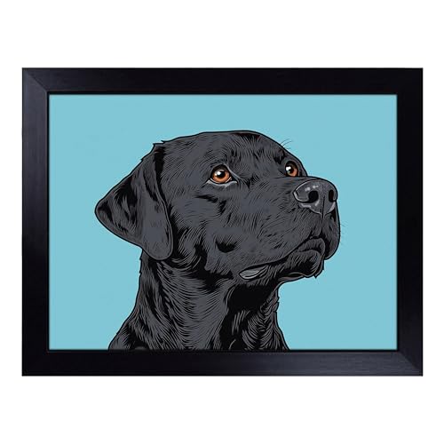 Lap Tray with Bean Bag Cushion, The Labrador Retriever Dog - Handmade in the UK, Raised Wooden Edge, Padded Cushion, Heat-Resistant Wipe-Clean Surface, for Meals, Laptops and Crafts