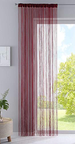 Gardinenbox String Curtain 250 x 140 cm Bordeaux with Drawstring and Sewn-in Ruffle Tape Suitable for Curtain Poles and Curtain Rails 20303CN