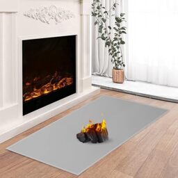 TOHONFOO Fireproof Fireplace Mat, 42 x 24 x 0.04 inch, Grey, Area Rug, Modern, Contemporary, High Pile, Machine Made, Indoor, Christmas, Fireplace, Wood Stove, Winter