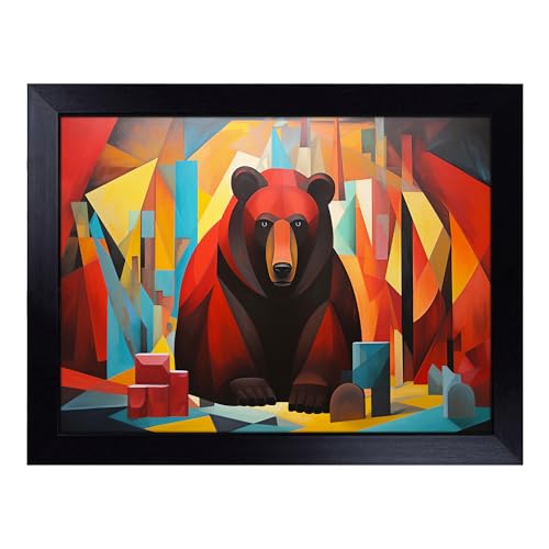 Lap Tray with Bean Bag Cushion, Bear Constructivism - Handmade in the UK, Raised Wooden Edge, Padded Cushion, Heat-Resistant Wipe-Clean Surface, for Meals, Laptops and Crafts