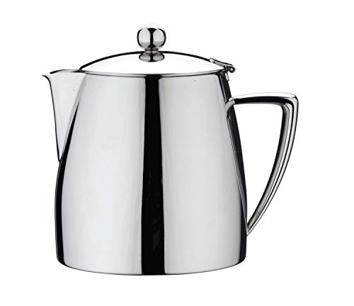 Caf?? Stal DT-017 Art Deco 18/10 Stainless Steel Mirror Polished Tea Pot, 17oz, Silver