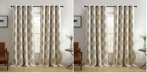 "Elrene Medallion Room Darkening Window Curtain, Fabric, Natural, 52"" x 84"" (1 Panel) (Pack of 2)"