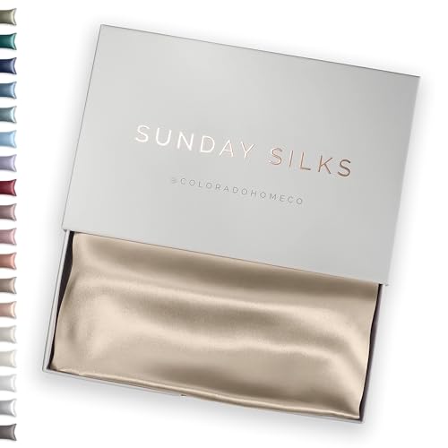 SUNDAYSILKS??? Premium Silk Pillow Cases - 100% Mulberry Silk Pillowcase with Zipper, All Sides Real 22 Momme Grade 6A Silk, Standard Queen, King Size [Oat Milk]