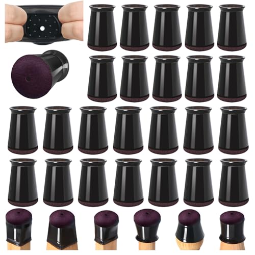 "24 Pcs Chair Leg Floor Protectors for Hardwood Floors Silicone Covers to Protect Wood Tile Floors Scratches Felt Pads Furniture Leg Caps No Noise (Fit:0.5""-0.89"")"