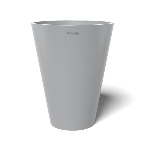 POTS&MORE Conico high 25 Pot (Diameter 25.5 cm, Elegant Design, Colour Light Grey, Height 32.5 cm, Plastic Planter for Indoor Plants) VP052502, lightgrey