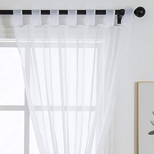 ZebraSmile 1 Panel Tab Top Voile Curtains Loop Sheer Curtains Transparent Window Drapes for Living Bedroom Divide Wedding Big Window Curtains White 88(H) X55(W) in