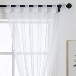 ZebraSmile 1 Panel Tab Top Voile Curtains Loop Sheer Curtains Transparent Window Drapes for Living Bedroom Divide Wedding Big Window Curtains White 88(H) X55(W) in