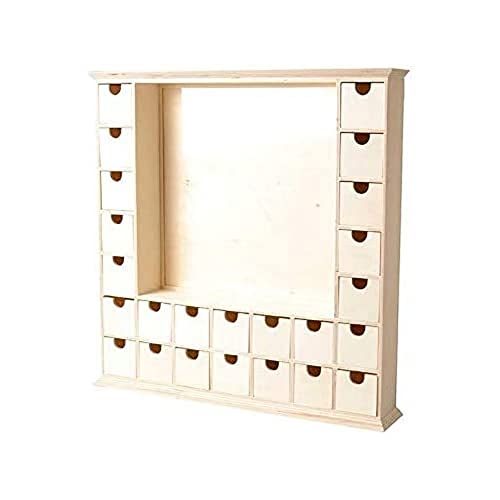 Artemio Wooden Advent Calendar Square Frame with Boxes 44 cm, 44 x 7 cm