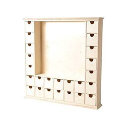 Artemio Wooden Advent Calendar Square Frame with Boxes 44 cm, 44 x 7 cm