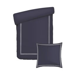 Pure Cotton 2-Piece Single Bed Linen – Duvet Cover 135 x 200 cm and 1 Pillowcase 80 x 80 cm – 100% Cotton Satin, 80 Thread Count – Oeko-TEX Certified – Calanques – White and Dark Blue