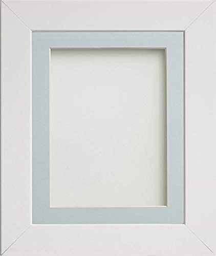 Frame Company Watson White Picture Photo Frame fitted with Perspex, A4 with Light Blue Mount for image size 9x6 inch