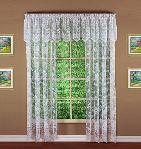 "Today's Curtain Floral Vine Lace Panel 72"", White, 60W x 72L"