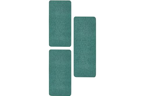 andiamo Grotone Bed Border - Woven Rug for the Living Room, Bedroom, Dining Room and Hallway - Easy-Care Durable Rug, 3-Piece Set - 2 x 67 x 140 cm - 1 x 67 x 180 cm in Green