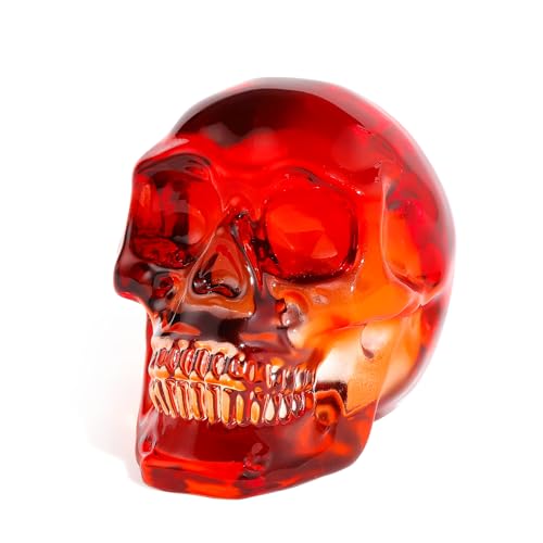 Ornalrist K9 Crystal Orange Red Skull Figurines Halloween, Day of The Dead, Skull Lover Gifts, Witchy Statue Gift Boxed 2.8??????