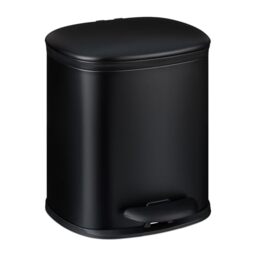 Relaxdays Bathroom Waste Bin, 5 Litre, Soft-Close Cosmetics Trash Can, Matt Finish, 2 Removable Inner Bins, Pedal, Black
