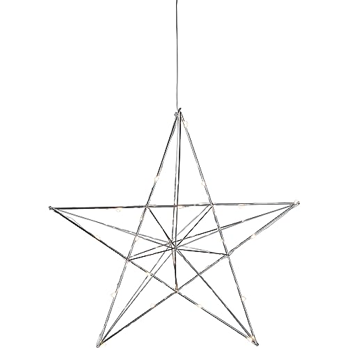 Eglo LED Christmas Decoration with Hanging Decorative Star, Ornament with Timer, Window Star Made of Metal in Chrome, Warm White