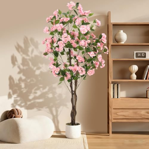 GarveeLife Artificial Scented Flower Tree (Osmanthus) in Pot, 120/150/180 cm, Artificial Plant for Balcony, Living Room & Office, Easy-Care Interior Decoration