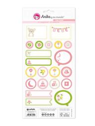 Anita and Su Mundo Collection Pink Baby Stickers, 21 Designs Per Sheet, Paper, Multicoloured, 15 x 32 cm