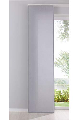 Gardinenbox Cationic 204411 Panel Curtain Sliding Curtain Opaque Linen Look Natura Satin Matt H x W 245 x 60 cm Grey Country House Style