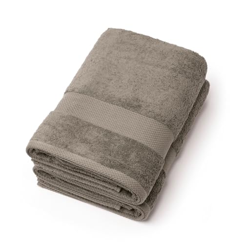 Pure Cotton 1-Piece Bath Towel in Combed Cotton 570 g/m² – Oeko-TEX Certified – Washable at 40°C – Absorbent Bath Mat 100 x 150 cm – Brown