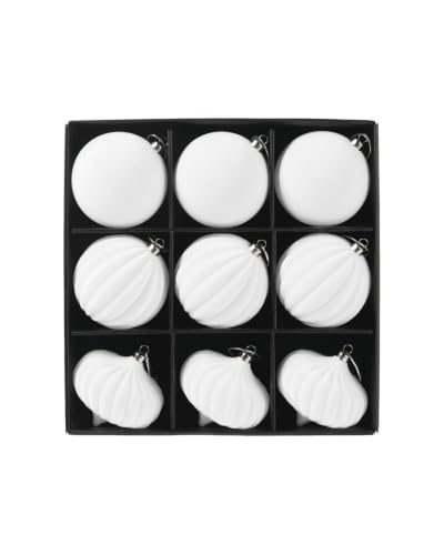 WeRChristmas Set of 25 White Velvet Christmas Baubles, 6cm & 8cm - Set of 25 white velvet baubles in 6cm and 8cm sizes with round, ribbed and onion swirl designs plus gold hanging details