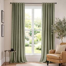 Lazzzy Green Velvet Blackout Curtain Thermal Insulated 108 Inch Extra Long Bedroom Living Room Drapes Soft Luxury Velvet Curtain Rod Pocket 1 Panel Sage Green