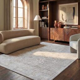 SAFAVIEH Traditional Rug for Living Room, Dining Room, Bedroom - Evoke Collection, Short Pile, in Ivory and Taupe, 274 x 365 cm