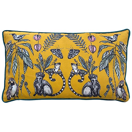 furn. Wylder Tropics Wild Passion Creatures Polyester Filled Cushion, Yellow, Square