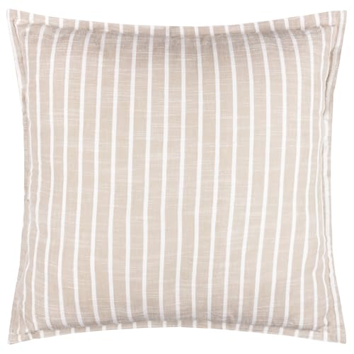 Yard Hessle Stripe Cushion Cover – Water Resistant Soft Cotton Striped Outdoor Decorative Case (Natural – 45x45cm)