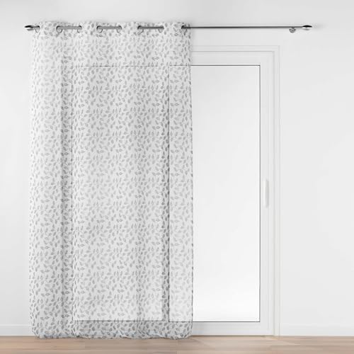 Douceur d'Intérieur, Farandole Voile Curtain with Eyelets (137 x 280 cm) Grey Sandy Printed