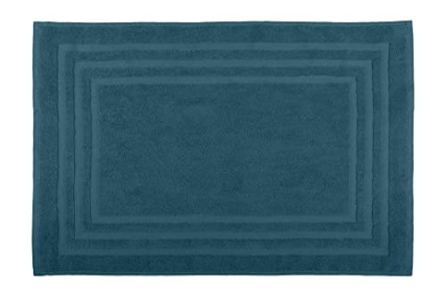 Stof Lovely Casa - Bath Mat - Size 45 x 70 cm - 100% Organic Cotton - Petrol - Lagoon Model - Soft and Comfortable - Ideal for Bathroom
