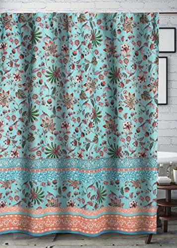 Greenland Home Barefoot Bungalow Audrey Shower Curtain, 72 x 72-inch, Turquoise