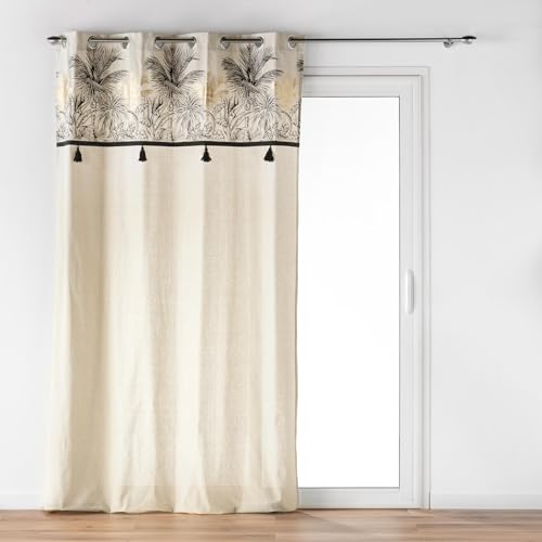 Douceur d'Intérieur, Curtain with Eyelets (140 x 240 cm) Papaya, Cotton/Polyester and Metallic Top