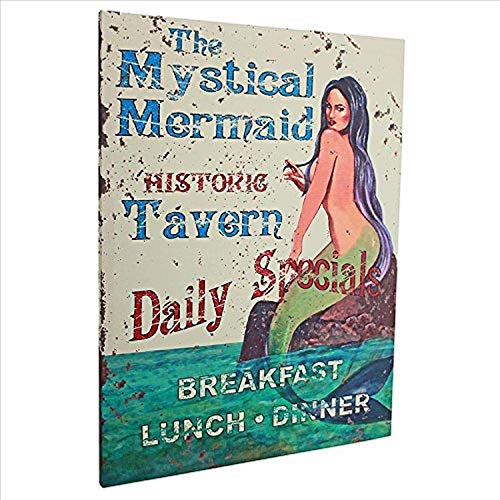 Design Toscano The Mystical Mermaid Tavern Canvas Wall Hanging, Multi/Color