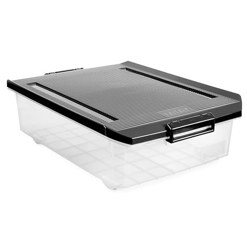 TATAY Storage Box 32 L ABS Plastic Lid with Hinges Included Durable Design - Storage Box Household - Capacity 32 L - Dimensions 40x57x18 cm - BPA-Free Material - Integrated Wheels, Black