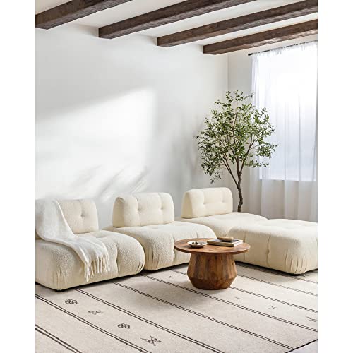 Livabliss x Becki Owens Rivi Vintage Rug - Area Rugs for Living Room 200x275 cm, Bedroom - Scandi Neutral Rugs, Traditional Patterned Boho Style, Natural Easy Care Pile - Large Rug, Ivory, Brown