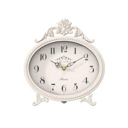 Abdurey Vintage Table Clock on Stand,Desk and Shelf Decorative Clock,French Rustic Style Mantel Clocks,Metal Frame Antique White Finish,Farmhouse,Bedroom, Bedside,Living Room,Gift Clocks
