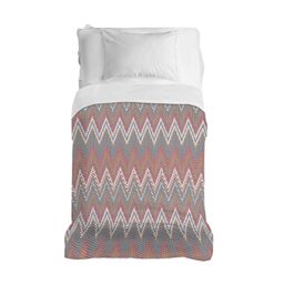 PENSIERI DELICATI Bedspread 170 x 280 cm, Single 100% Cotton Pique, Ideal as Furniture, Single Bed Blanket, Coral Barbed Pattern, 100% Made in Italy