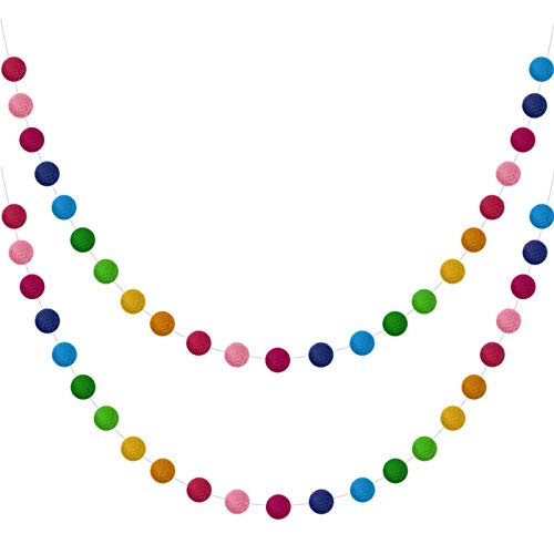Boao Wool Felt Ball Garland Colorful Pom Pom Garland Handmade 6.5 Feet Long 24 Balls Felt Ball Garlands for Wall Christmas Tree Decoration (2)