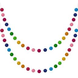 Boao Wool Felt Ball Garland Colorful Pom Pom Garland Handmade 6.5 Feet Long 24 Balls Felt Ball Garlands for Wall Christmas Tree Decoration (2)
