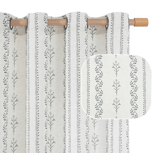 BGment Boho Curtains for Bedroom - Bohemain Grey Semi Sheer Curtains 72 Inch Length Light Filtering Grommet Window Drapes for Farmhouse Living Room, Each 52 Inch Wide, 2 Panels Set