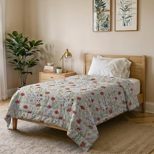KARMA Line Summer Quilt Made in Italy Printed Soft Microfibre Bedspread - Spring Summer Mid-Season Quilt - Printemps, Queen Size 200 x 240 cm