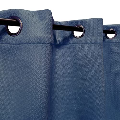 Atout Ciel Thermal Blackout Velvet Curtain with Eyelets 140 x 240 cm Indigo Ready to Hang