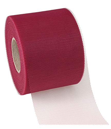 C.E. Pattberg VERONA Decoration Ribbon - bordeaux, 50 m Tulle Band For Wrapping And Decorating, 72 mm Width, Elegant Ribbon For Easter Decorations, Baby Showers, Christmas, Wedding, And Car Decoration