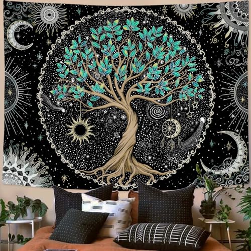 "Spenlife Tree of life Tapestry Nature Wall Tapestry Green Tapestry for Bedroom Aesthetic Tapestries Wall Hanging (60.00"" x 80.00"")"