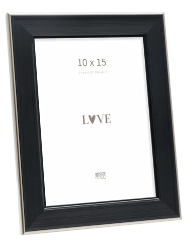 Deknudt Frames - classic photo frame for 10 x 15 cm photo - black with silver bevel - for photos, posters or posters - S244E2 - to stand or hang