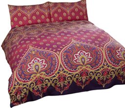 Rapport Home Asha Ruby Mandala Duvet Cover Set - Double Polycotton Bedding with Matching Pillowcase & Popper Closure - Easy Care British Design
