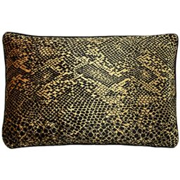 Paoletti Python Feather Filled Cushion, Polyester, Gold